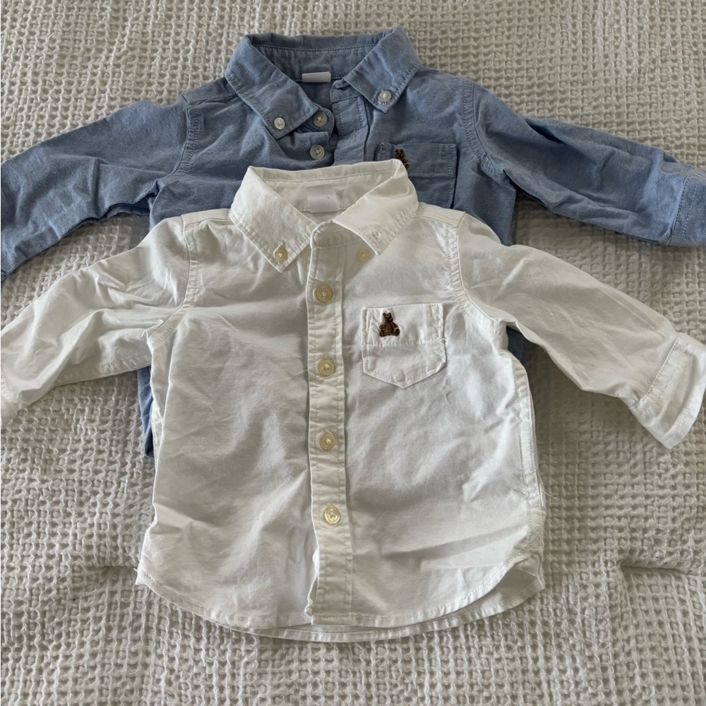 GAP Kids' White and Light Blue Button-Down Shirts